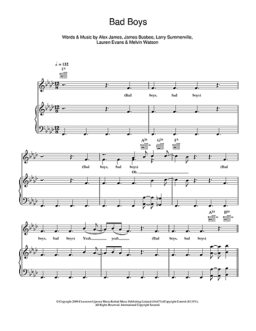 Preview Alexandra Burke Bad Boys Pop sheet music, notes and chords for Violin, SKU: 114393 sheet music, piano notes, chords, guitar tabs, score, transpose, transcribe, how to play, guide, download, learn, tutorial, progression, song, artist, awards, billboard, mtv, vh1, tour, single, album, release