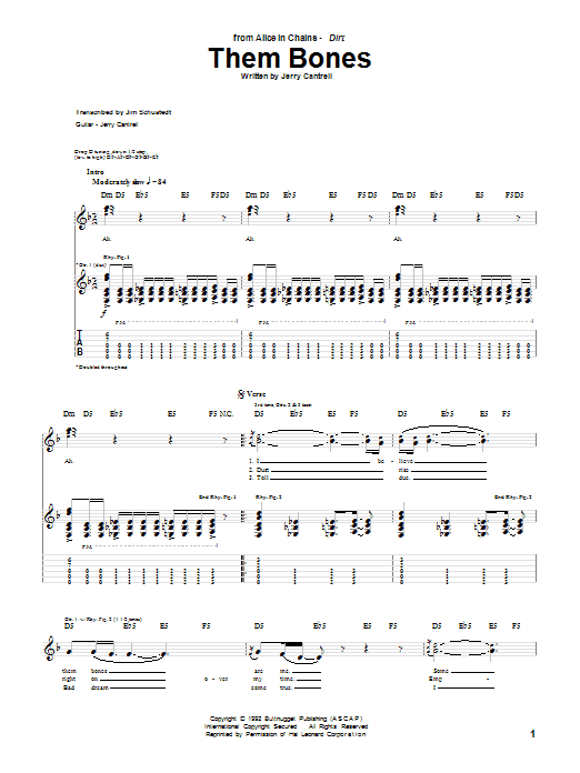 Preview Alice In Chains Them Bones Rock sheet music, notes and chords for Lyrics & Chords, SKU: 121220 sheet music, piano notes, chords, guitar tabs, score, transpose, transcribe, how to play, guide, download, learn, tutorial, progression, song, artist, awards, billboard, mtv, vh1, tour, single, album, release
