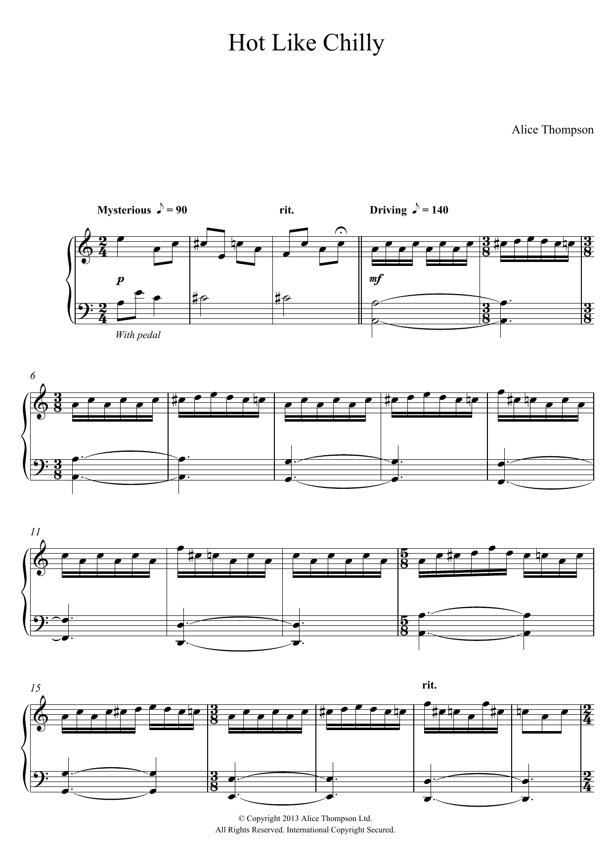 Preview Alice Thompson Hot Like Chilly Classical sheet music, notes and chords for Piano, SKU: 122268 Download Alice Thompson Hot Like Chilly sheet music and printable PDF score & Classical music notes