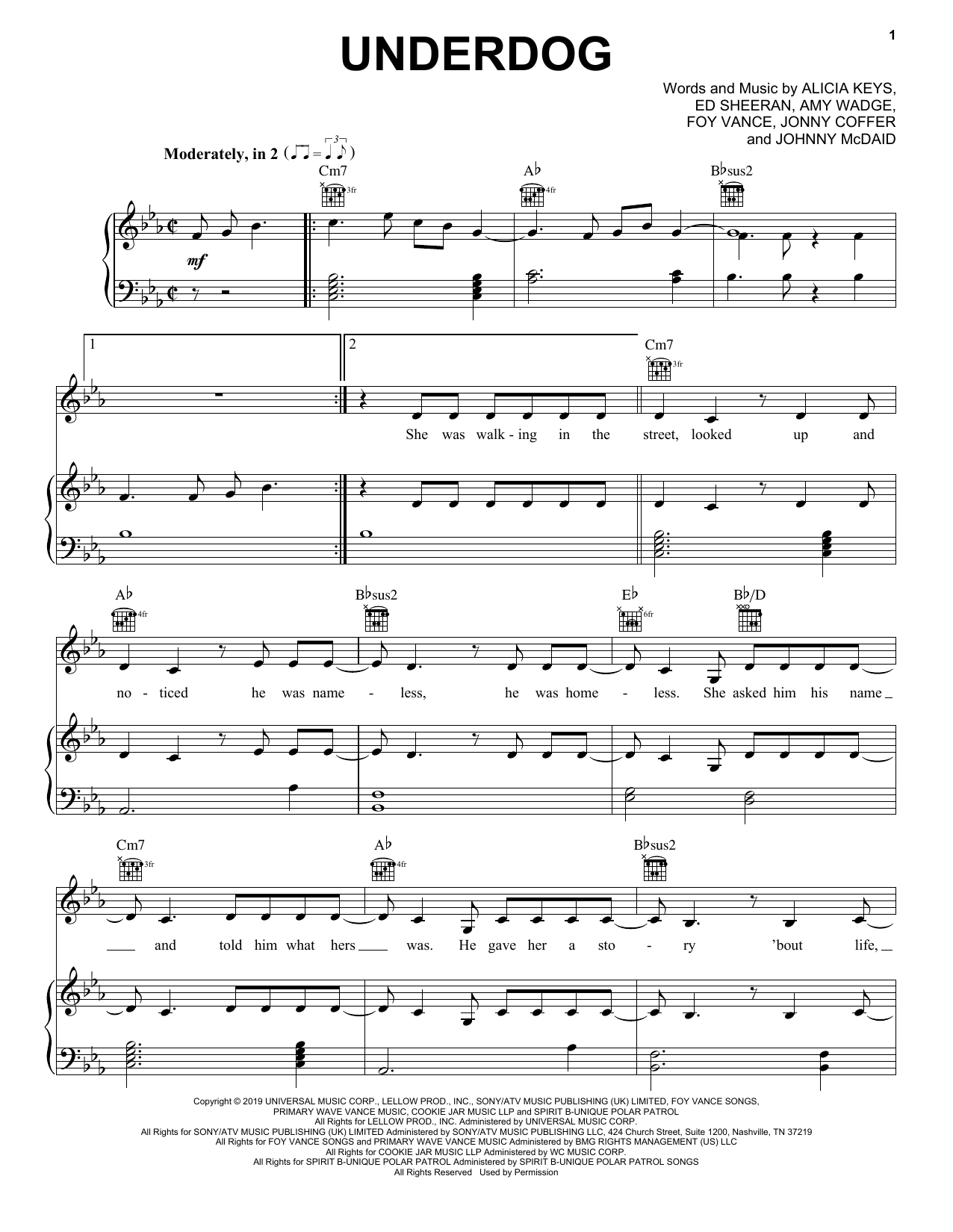 Preview Alicia Keys Underdog Pop sheet music, notes and chords for Piano, Vocal & Guitar (Right-Hand Melody), SKU: 439646 sheet music, piano notes, chords, guitar tabs, score, transpose, transcribe, how to play, guide, download, learn, tutorial, progression, song, artist, awards, billboard, mtv, vh1, tour, single, album, release