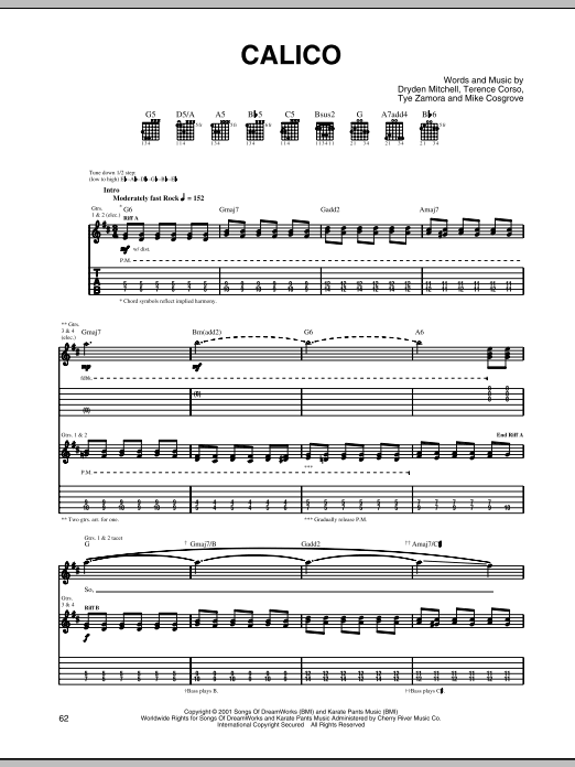 Preview Alien Ant Farm Calico Rock sheet music, notes and chords for Guitar Tab, SKU: 69298 Download Alien Ant Farm Calico sheet music and printable PDF score & Rock music notes