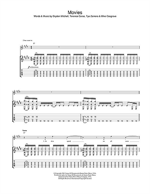 Preview Alien Ant Farm Movies Pop sheet music, notes and chords for Guitar Tab, SKU: 23704 sheet music, piano notes, chords, guitar tabs, score, transpose, transcribe, how to play, guide, download, learn, tutorial, progression, song, artist, awards, billboard, mtv, vh1, tour, single, album, release