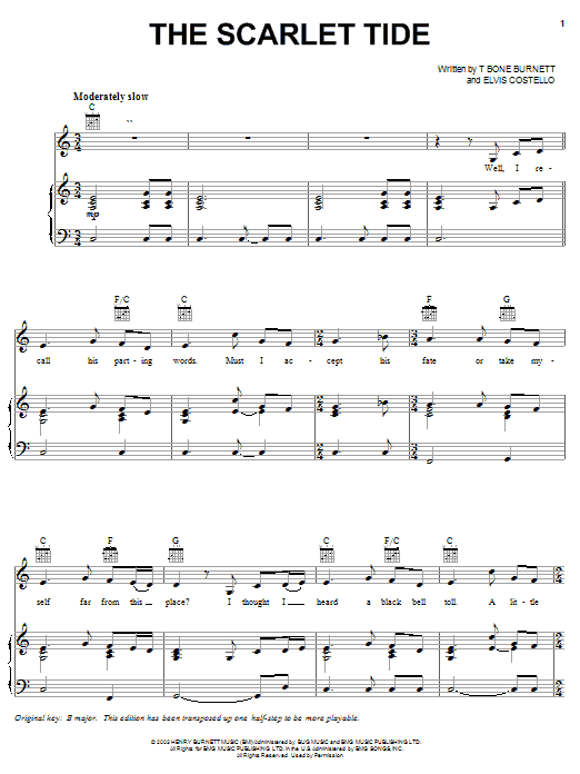 Preview Alison Krauss The Scarlet Tide Pop sheet music, notes and chords for Piano, Vocal & Guitar (Right-Hand Melody), SKU: 28109 sheet music, piano notes, chords, guitar tabs, score, transpose, transcribe, how to play, guide, download, learn, tutorial, progression, song, artist, awards, billboard, mtv, vh1, tour, single, album, release