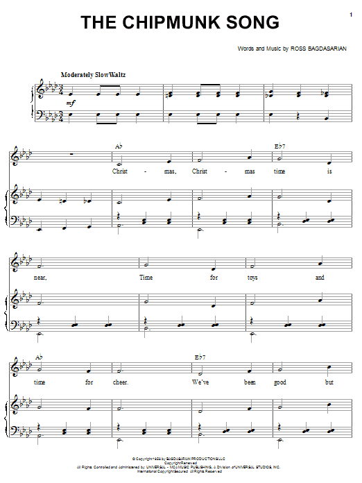 Preview Alvin And The Chipmunks The Chipmunk Song Film and TV sheet music, notes and chords for Piano (Big Notes), SKU: 51567 sheet music, piano notes, chords, guitar tabs, score, transpose, transcribe, how to play, guide, download, learn, tutorial, progression, song, artist, awards, billboard, mtv, vh1, tour, single, album, release