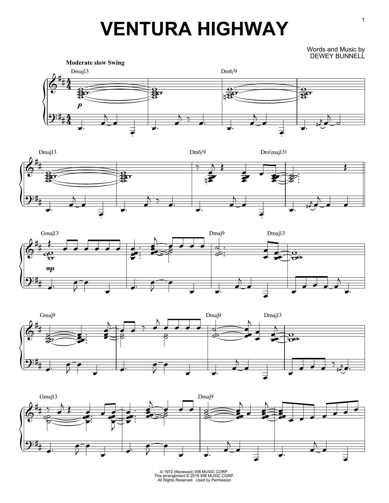 Preview America Ventura Highway Pop sheet music, notes and chords for Piano, SKU: 254063 sheet music, piano notes, chords, guitar tabs, score, transpose, transcribe, how to play, guide, download, learn, tutorial, progression, song, artist, awards, billboard, mtv, vh1, tour, single, album, release