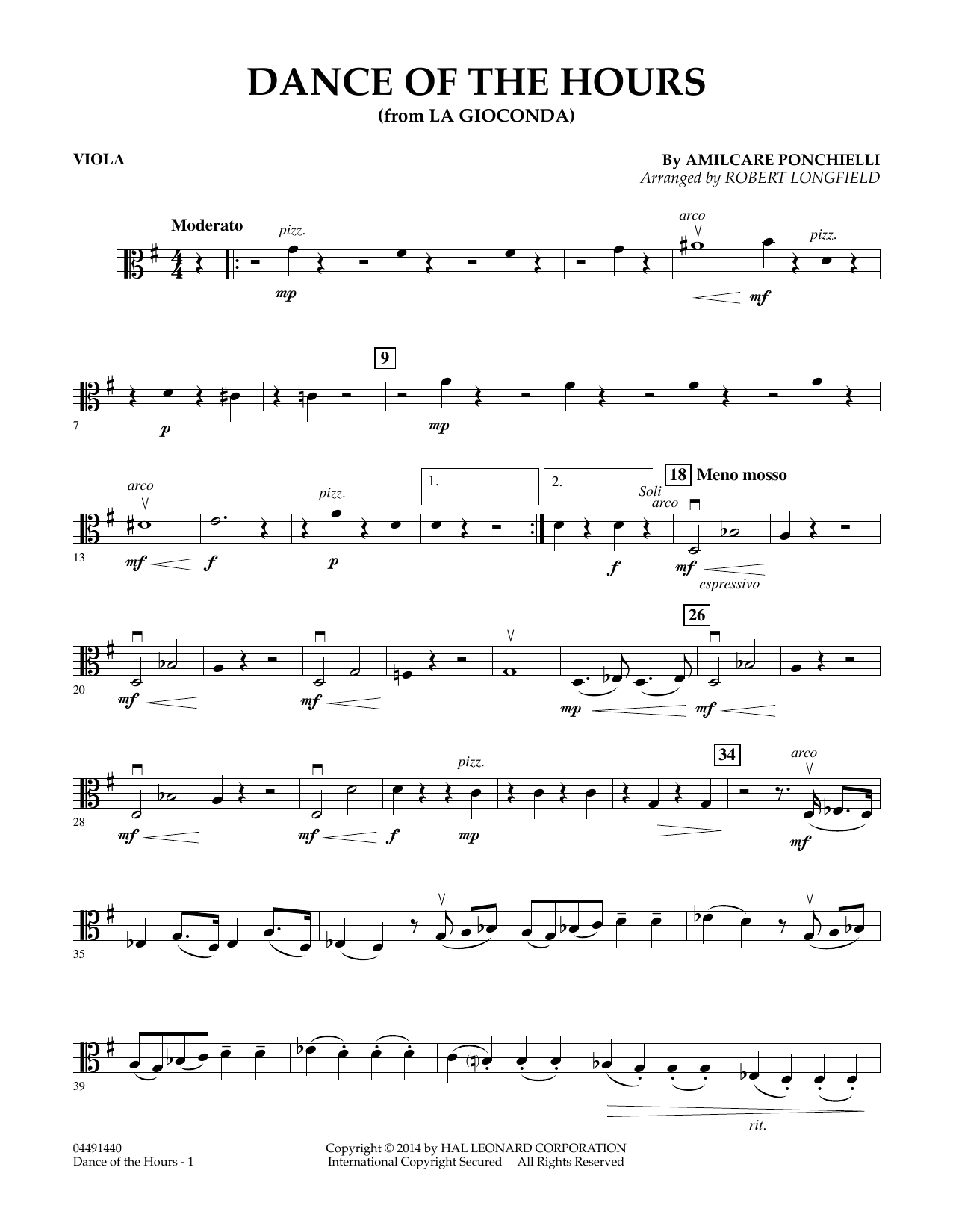Preview Amilcare Ponchielli Dance of the Hours (arr. Robert Longfield) - Viola Classical sheet music, notes and chords for Orchestra, SKU: 382590 Download Amilcare Ponchielli Dance of the Hours (arr. Robert Longfield) - Viola sheet music and printable PDF score & Classical music notes