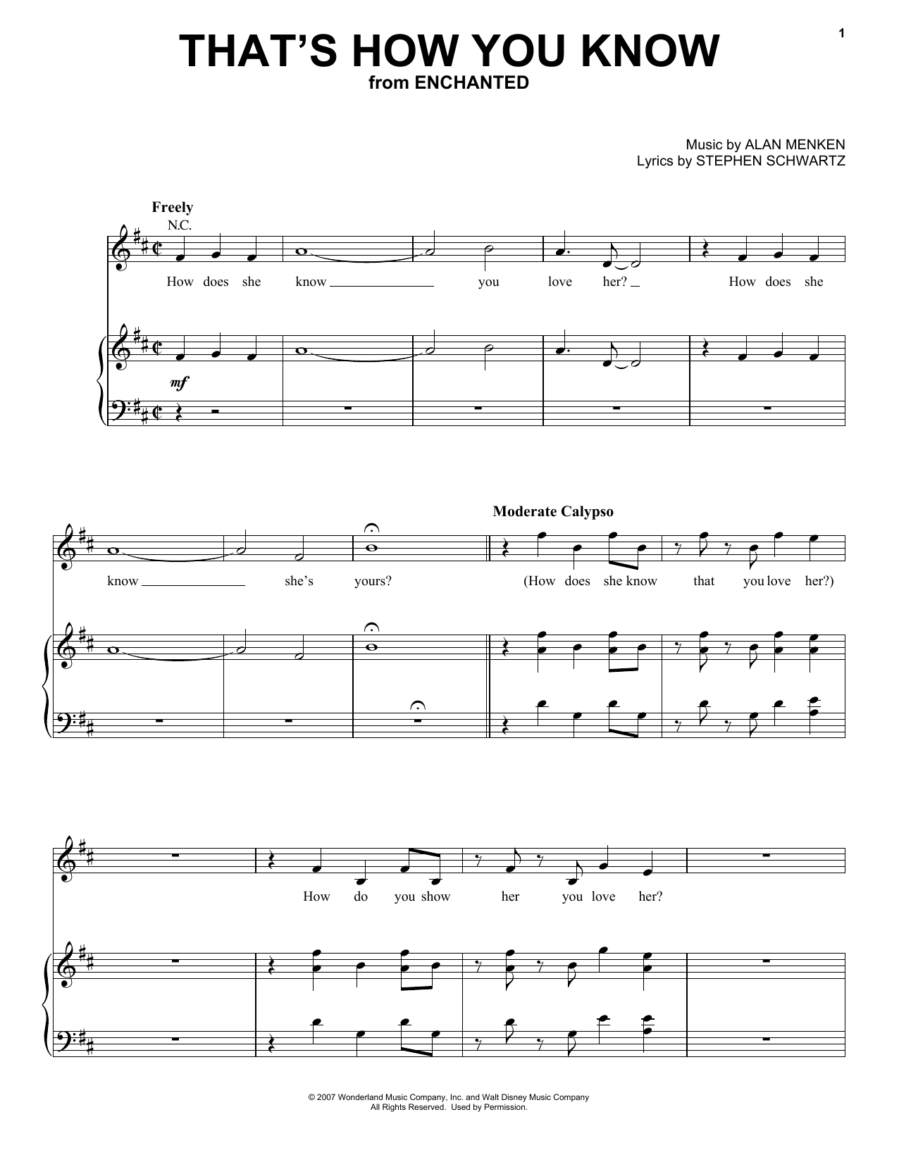 Preview Amy Adams That's How You Know (from Enchanted) Pop sheet music, notes and chords for Educational Piano, SKU: 70109 Download Amy Adams That's How You Know (from Enchanted) sheet music and printable PDF score & Pop music notes