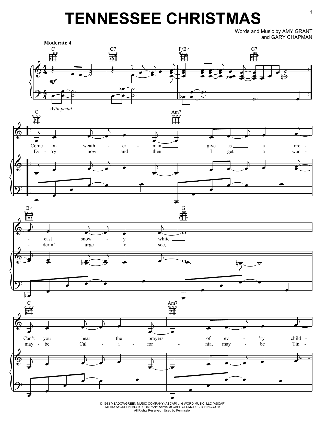 Download Amy Grant Tennessee Christmas sheet music and printable PDF score & Religious music notes