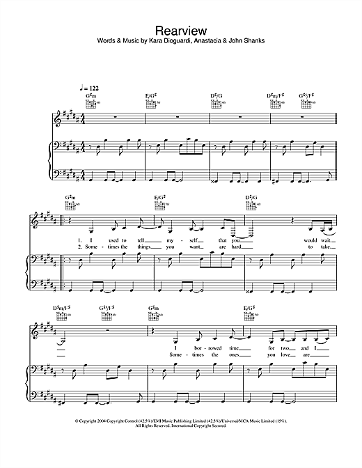 Preview Anastacia Rearview R & B sheet music, notes and chords for Piano, Vocal & Guitar, SKU: 28005 sheet music, piano notes, chords, guitar tabs, score, transpose, transcribe, how to play, guide, download, learn, tutorial, progression, song, artist, awards, billboard, mtv, vh1, tour, single, album, release