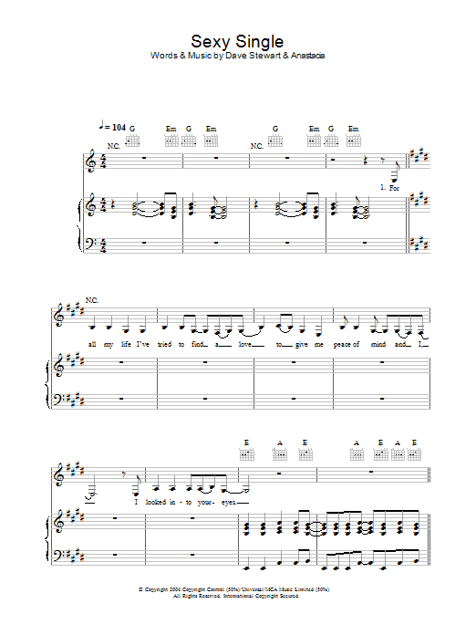 Download Anastacia Sexy Single sheet music and printable PDF score & R & B music notes