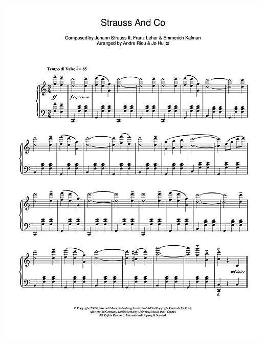 Preview Andre Rieu Strauss & Co Classical sheet music, notes and chords for Piano, SKU: 101414 sheet music, piano notes, chords, guitar tabs, score, transpose, transcribe, how to play, guide, download, learn, tutorial, progression, song, artist, awards, billboard, mtv, vh1, tour, single, album, release