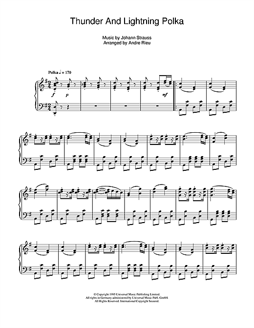 Preview Andre Rieu Thunder And Lightning Polka Classical sheet music, notes and chords for Piano, SKU: 101409 sheet music, piano notes, chords, guitar tabs, score, transpose, transcribe, how to play, guide, download, learn, tutorial, progression, song, artist, awards, billboard, mtv, vh1, tour, single, album, release