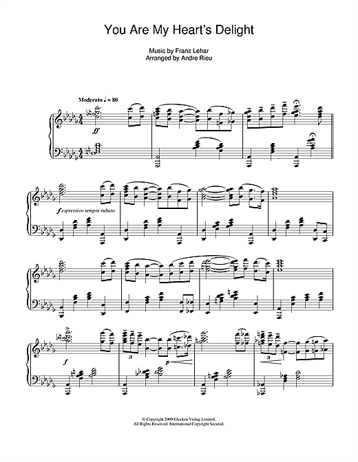Preview Andre Rieu You Are My Heart's Delight Classical sheet music, notes and chords for Piano, SKU: 101400 sheet music, piano notes, chords, guitar tabs, score, transpose, transcribe, how to play, guide, download, learn, tutorial, progression, song, artist, awards, billboard, mtv, vh1, tour, single, album, release