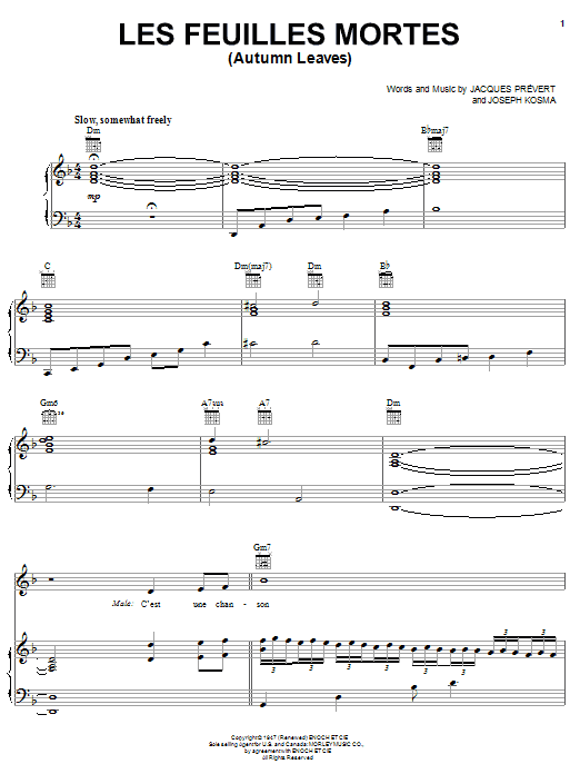 Preview Andrea Bocelli Autumn Leaves Classical sheet music, notes and chords for Piano, Vocal & Guitar (Right-Hand Melody), SKU: 62603 sheet music, piano notes, chords, guitar tabs, score, transpose, transcribe, how to play, guide, download, learn, tutorial, progression, song, artist, awards, billboard, mtv, vh1, tour, single, album, release