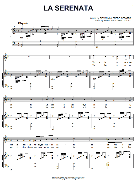 Preview Andrea Bocelli La Serenata Jazz sheet music, notes and chords for Piano, Vocal & Guitar (Right-Hand Melody), SKU: 51138 sheet music, piano notes, chords, guitar tabs, score, transpose, transcribe, how to play, guide, download, learn, tutorial, progression, song, artist, awards, billboard, mtv, vh1, tour, single, album, release