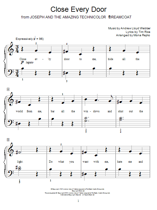 Andrew Lloyd Webber Close Every Door Sheet Music & Chords for Educational Piano - Download or Print PDF