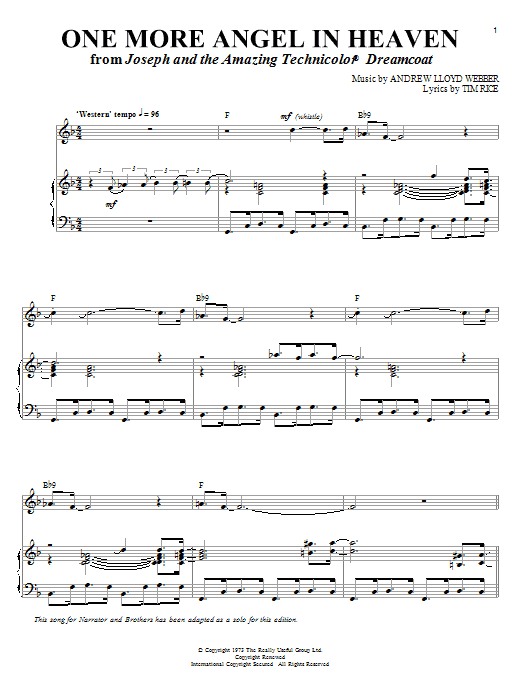Andrew Lloyd Webber One More Angel In Heaven Sheet Music & Chords for Piano & Vocal - Download or Print PDF