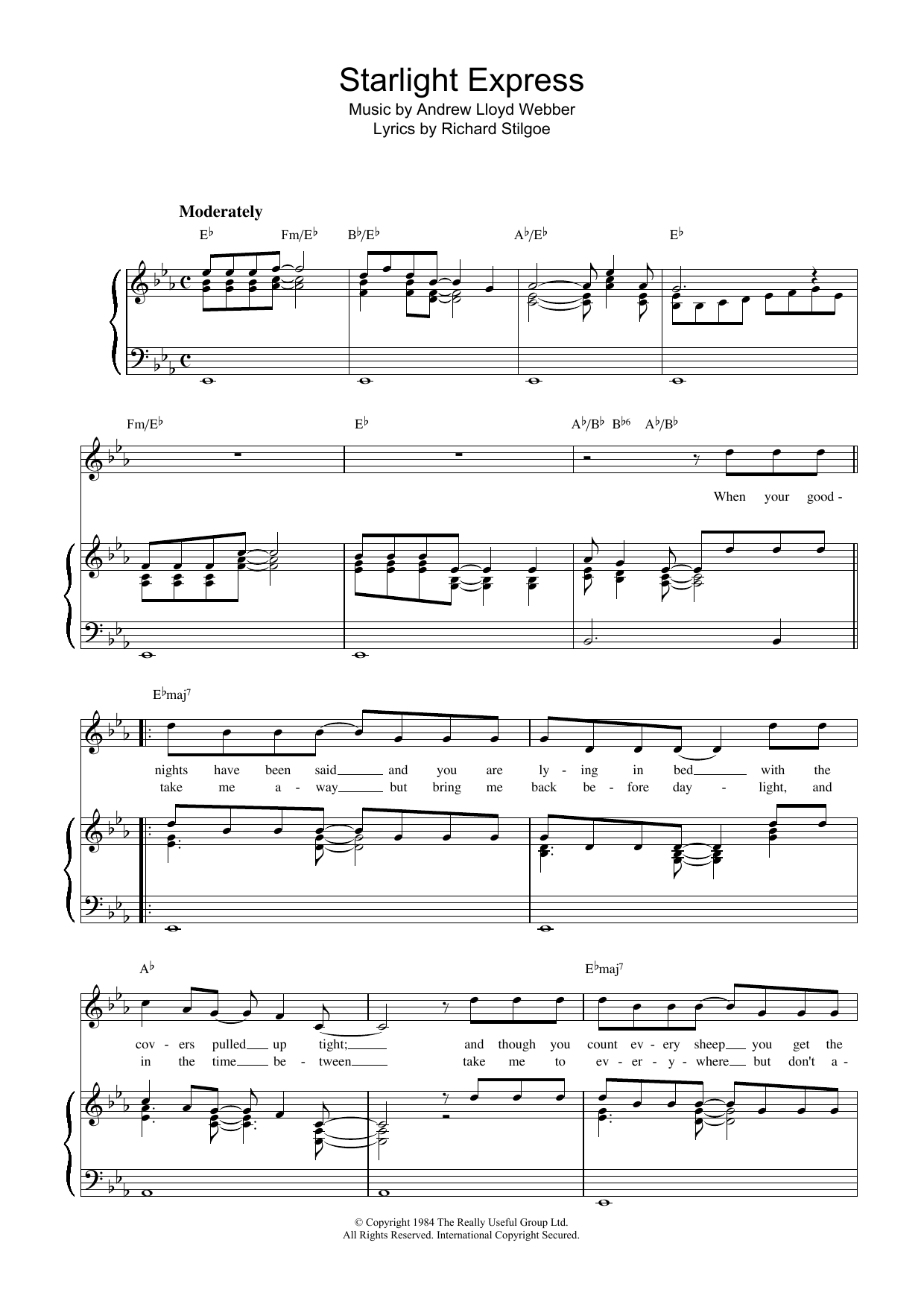 Download Andrew Lloyd Webber Starlight Express sheet music and printable PDF score & Broadway music notes