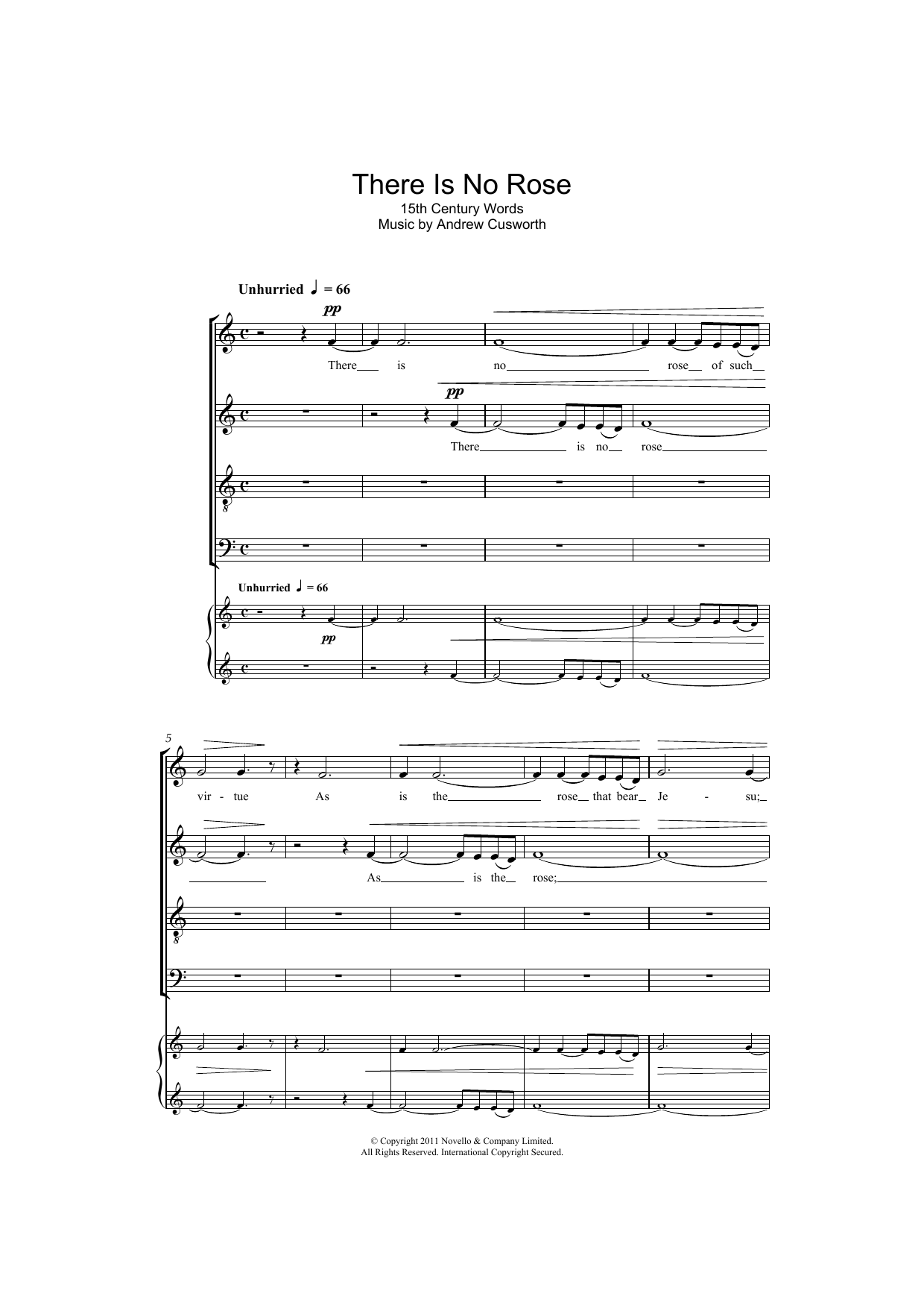 Andrew Cusworth There Is No Rose Sheet Music Download Printable Classical Pdf Score How To