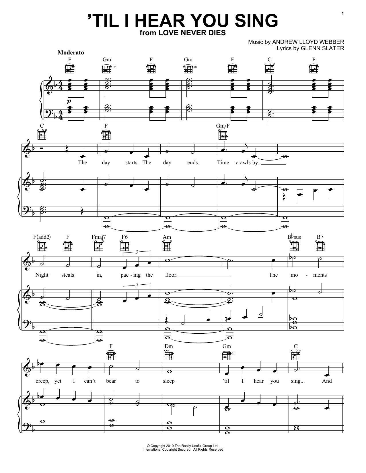 Preview Andrew Lloyd Webber 'Til I Hear You Sing (from Love Never Dies) Broadway sheet music, notes and chords for Violin Solo, SKU: 454451 Download Andrew Lloyd Webber 'Til I Hear You Sing (from Love Never Dies) sheet music and printable PDF score & Broadway music notes