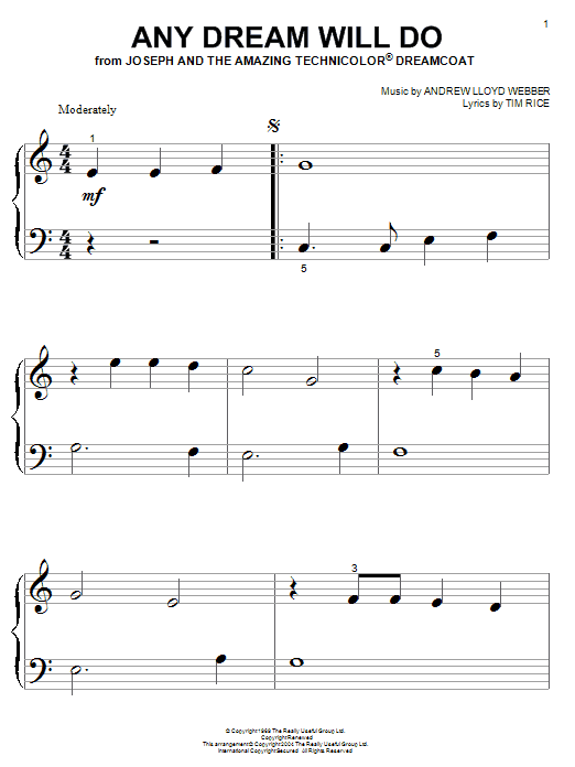 Preview Andrew Lloyd Webber Any Dream Will Do (from Joseph And The Amazing Technicolor Dreamcoat) Musicals sheet music, notes and chords for 2-Part Choir, SKU: 47622 sheet music, piano notes, chords, guitar tabs, score, transpose, transcribe, how to play, guide, download, learn, tutorial, progression, song, artist, awards, billboard, mtv, vh1, tour, single, album, release