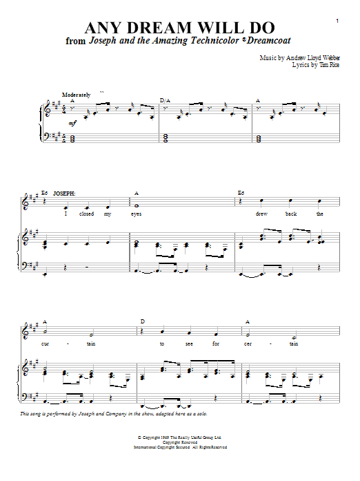 Preview Andrew Lloyd Webber Any Dream Will Do (from Joseph And The Amazing Technicolor Dreamcoat) Broadway sheet music, notes and chords for Flute, SKU: 169516 sheet music, piano notes, chords, guitar tabs, score, transpose, transcribe, how to play, guide, download, learn, tutorial, progression, song, artist, awards, billboard, mtv, vh1, tour, single, album, release