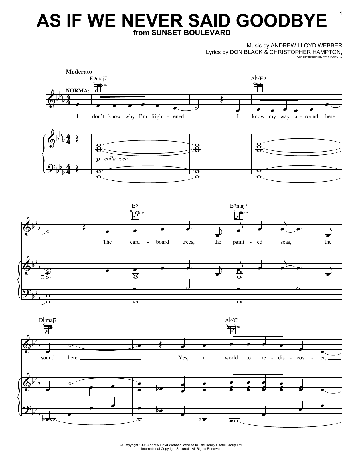 Preview Andrew Lloyd Webber As If We Never Said Goodbye Broadway sheet music, notes and chords for Piano, Vocal & Guitar (Right-Hand Melody), SKU: 21374 sheet music, piano notes, chords, guitar tabs, score, transpose, transcribe, how to play, guide, download, learn, tutorial, progression, song, artist, awards, billboard, mtv, vh1, tour, single, album, release