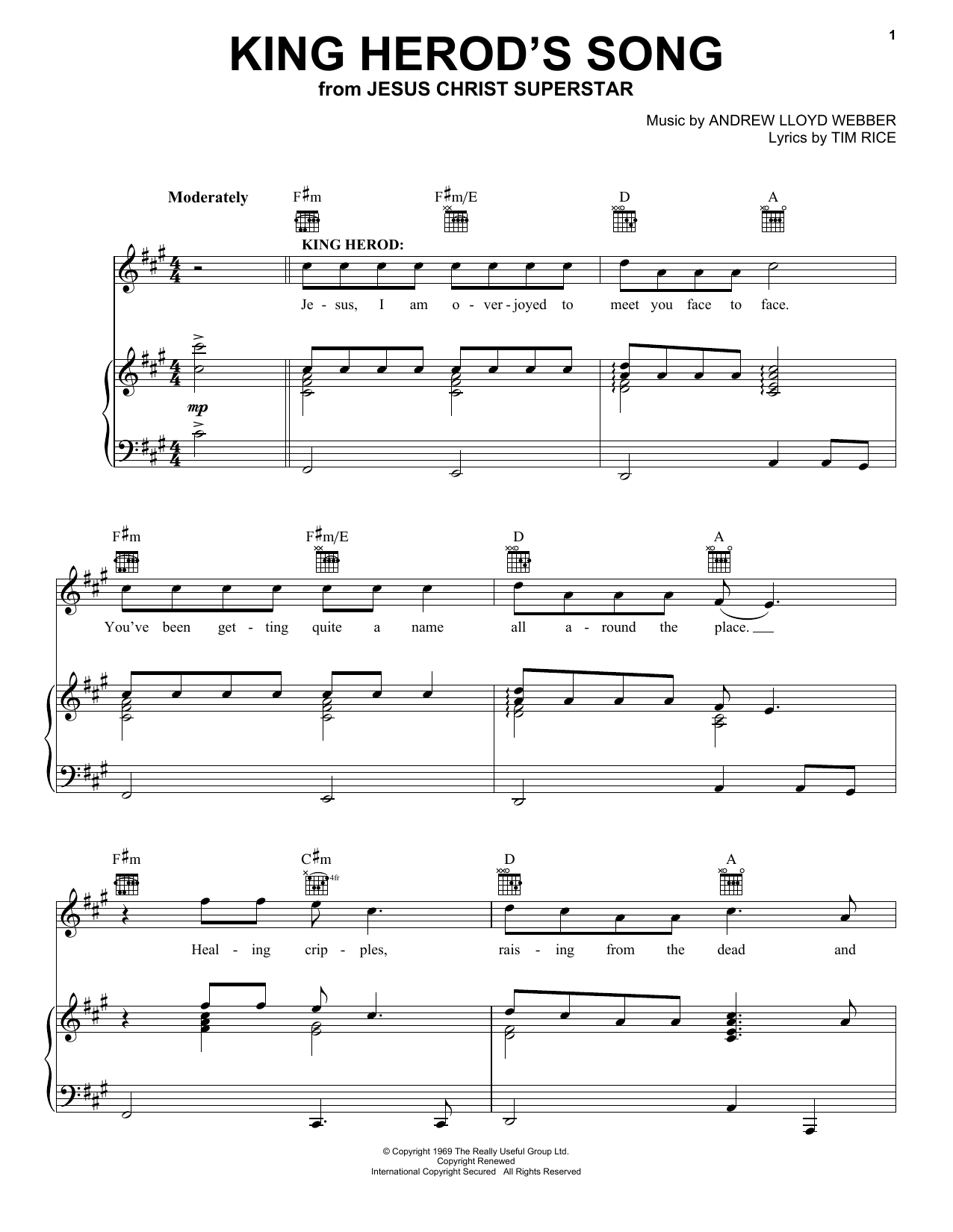 Preview Andrew Lloyd Webber King Herod's Song (from Jesus Christ Superstar) Musicals sheet music, notes and chords for Piano, SKU: 18375 Download Andrew Lloyd Webber King Herod's Song (from Jesus Christ Superstar) sheet music and printable PDF score & Musicals music notes