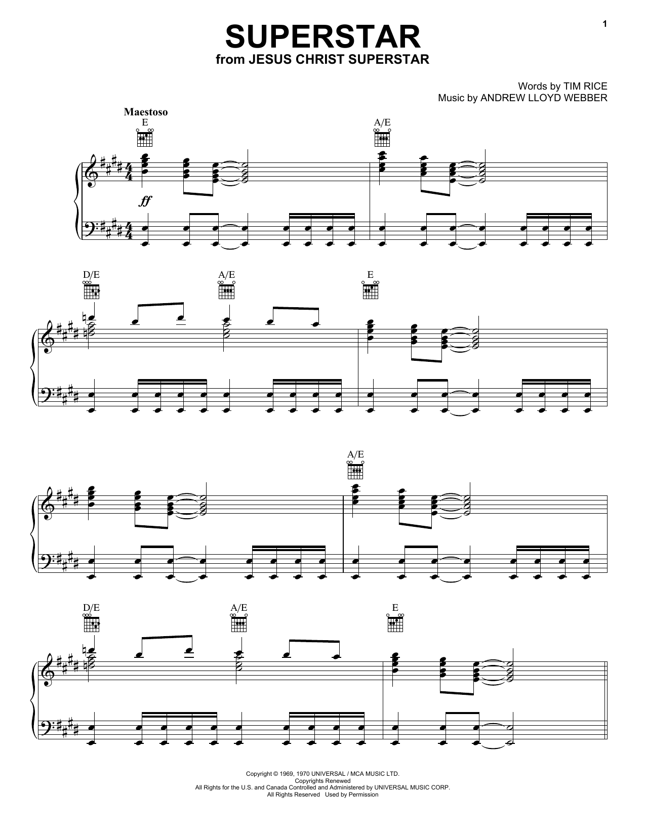 Download Andrew Lloyd Webber Jesus Christ, Superstar sheet music and printable PDF score & Musicals music notes