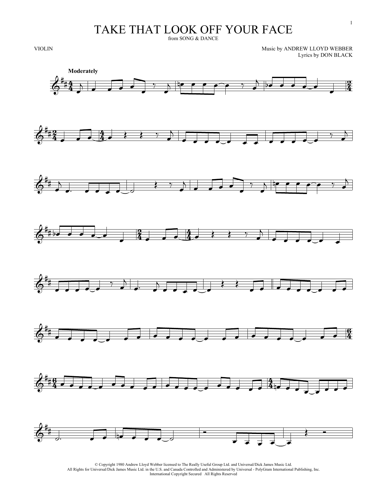 Preview Andrew Lloyd Webber Take That Look Off Your Face (from Tell Me On a Sunday) Broadway sheet music, notes and chords for Trumpet Solo, SKU: 418974 sheet music, piano notes, chords, guitar tabs, score, transpose, transcribe, how to play, guide, download, learn, tutorial, progression, song, artist, awards, billboard, mtv, vh1, tour, single, album, release