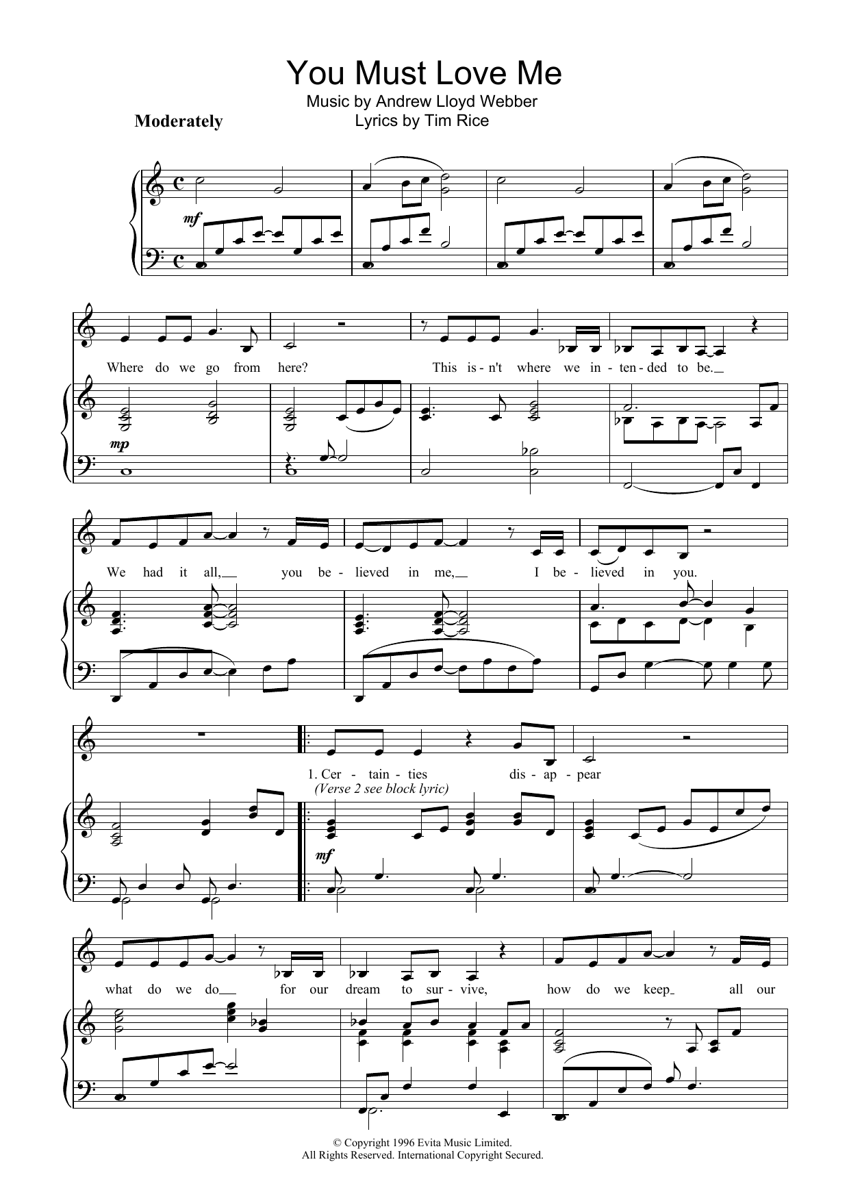 Download Madonna You Must Love Me (from Evita) sheet music and printable PDF score & Pop music notes