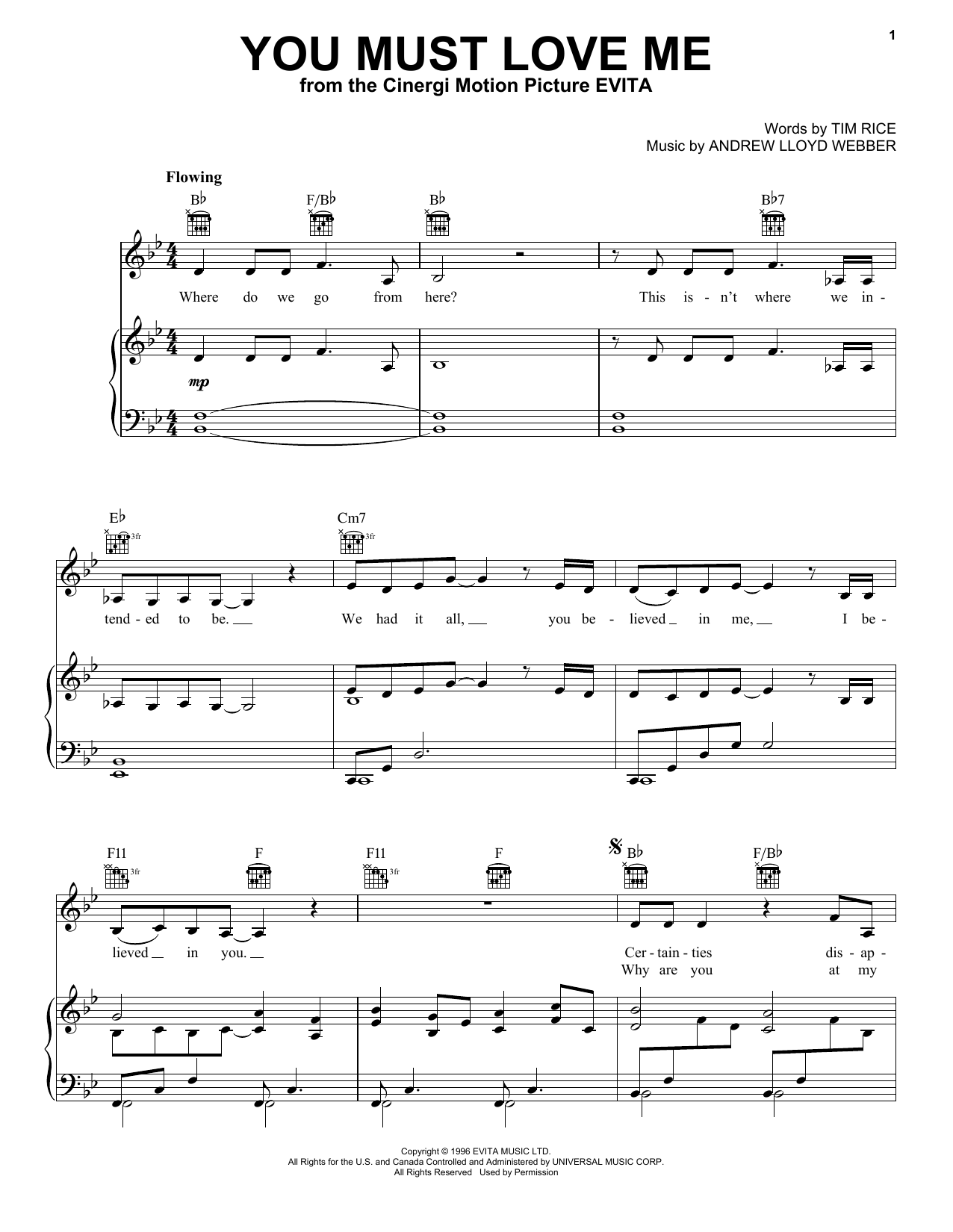 Preview Andrew Lloyd Webber You Must Love Me Broadway sheet music, notes and chords for Flute, SKU: 176288 sheet music, piano notes, chords, guitar tabs, score, transpose, transcribe, how to play, guide, download, learn, tutorial, progression, song, artist, awards, billboard, mtv, vh1, tour, single, album, release