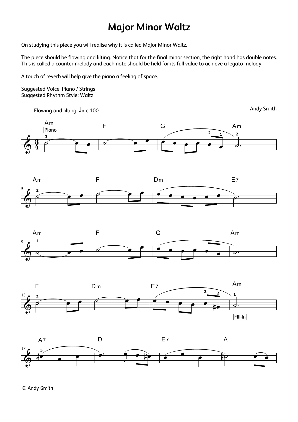 Andy Smith Major Minor Waltz (LCME Electronic Keyboard Grade 2 List B & C) Sheet Music & Chords for Piano Solo - Download or Print PDF