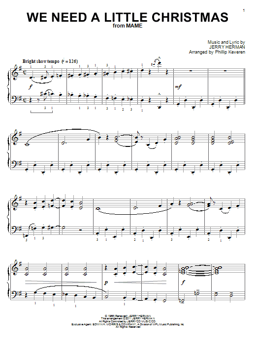 we need a little christmas piano sheet