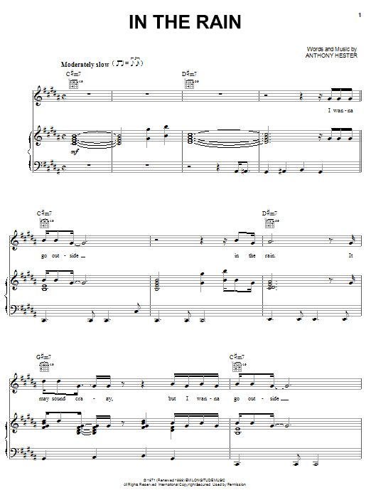 Preview Ann Peebles In The Rain Pop sheet music, notes and chords for Piano, Vocal & Guitar (Right-Hand Melody), SKU: 62711 Download Ann Peebles In The Rain sheet music and printable PDF score & Pop music notes