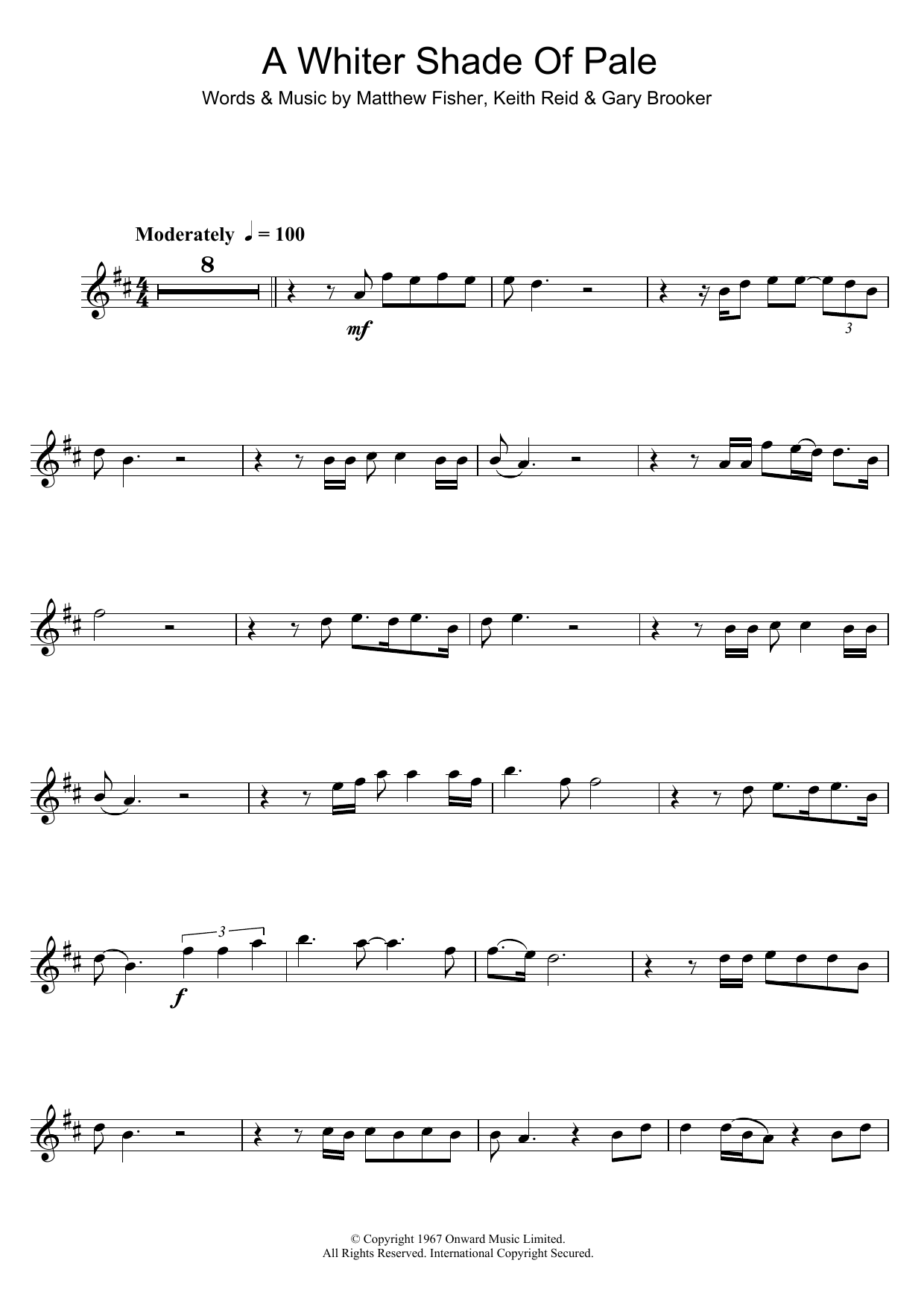 Preview Procol Harum A Whiter Shade Of Pale Pop sheet music, notes and chords for Violin, SKU: 47819 Download Procol Harum A Whiter Shade Of Pale sheet music and printable PDF score & Pop music notes