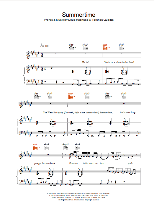 Download Another Level Summertime sheet music and printable PDF score & Pop music notes