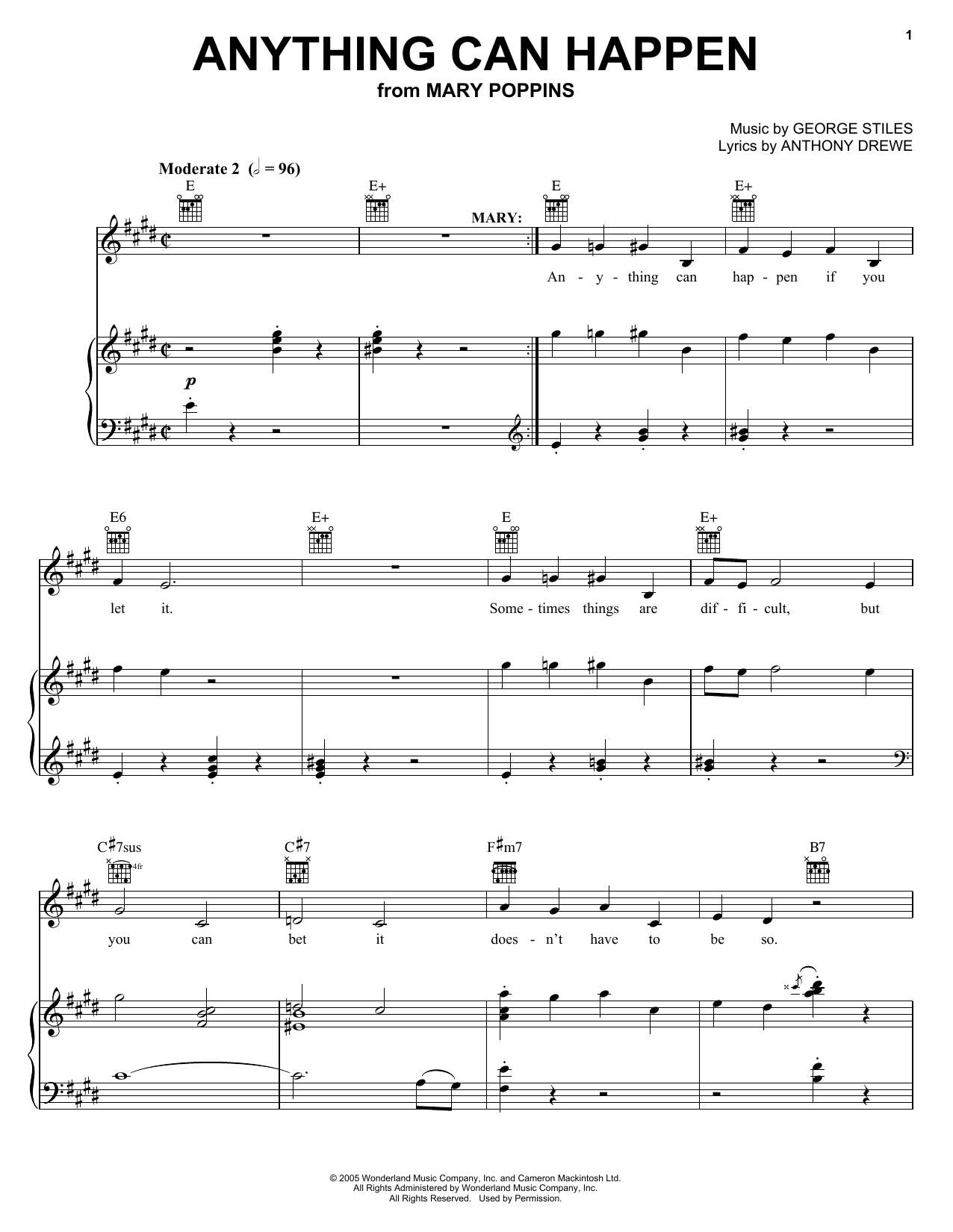 Preview Anthony Drewe Anything Can Happen Children sheet music, notes and chords for Piano, Vocal & Guitar (Right-Hand Melody), SKU: 58876 Download Anthony Drewe Anything Can Happen sheet music and printable PDF score & Children music notes