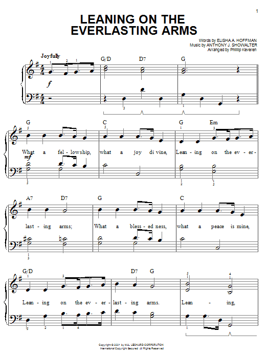 Preview Anthony J. Showalter Leaning On The Everlasting Arms Hymn sheet music, notes and chords for Piano, SKU: 51391 sheet music, piano notes, chords, guitar tabs, score, transpose, transcribe, how to play, guide, download, learn, tutorial, progression, song, artist, awards, billboard, mtv, vh1, tour, single, album, release