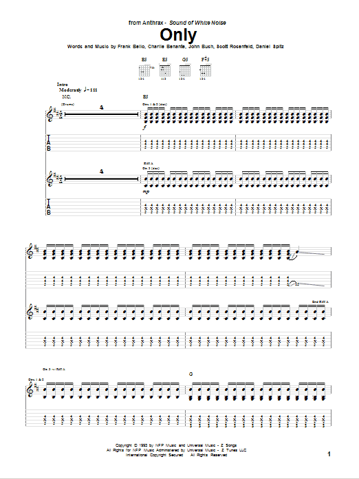 Download Anthrax Only sheet music and printable PDF score & Pop music notes
