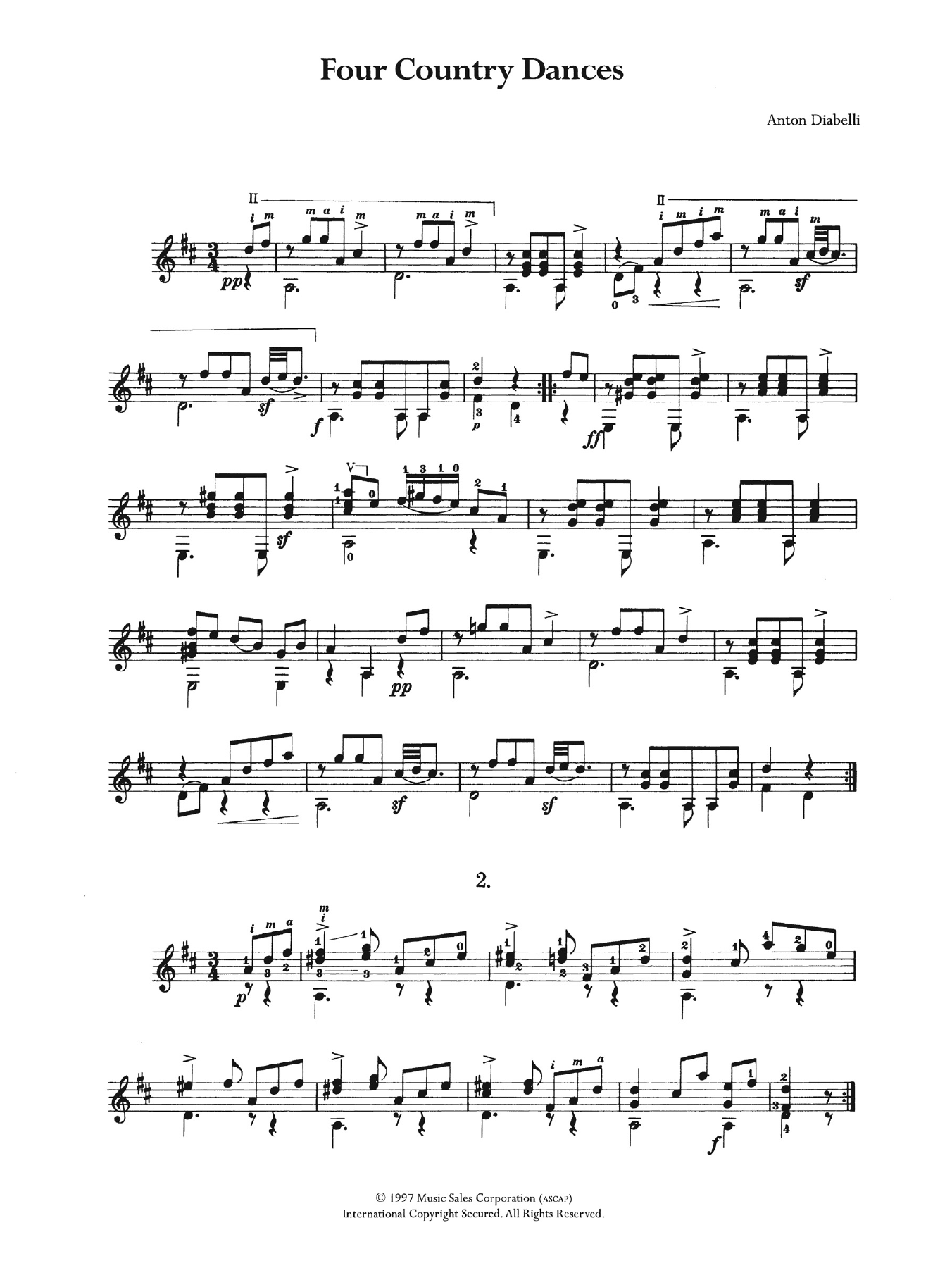 Download Anton Diabelli Four Country Dances sheet music and printable PDF score & Classical music notes