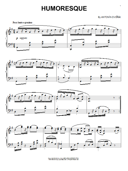 Download Antonin Dvorak Humoresque sheet music and printable PDF score & Classical music notes