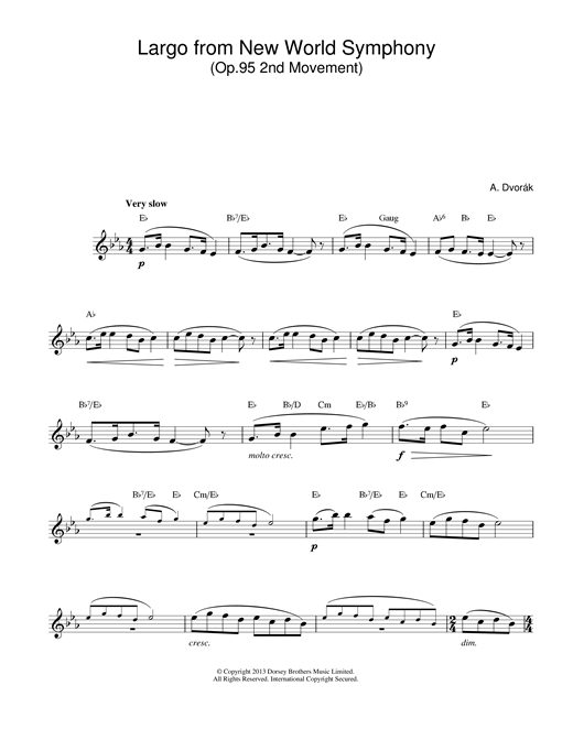 Download Antonin Dvorak Largo (from The New World) sheet music and printable PDF score & Classical music notes