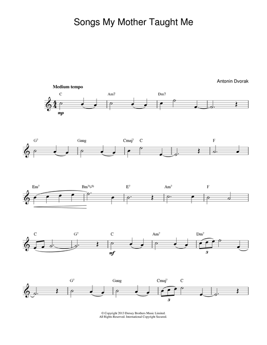 Preview Antonin Dvorak Songs My Mother Taught Me Classical sheet music, notes and chords for Melody Line & Chords, SKU: 14170 sheet music, piano notes, chords, guitar tabs, score, transpose, transcribe, how to play, guide, download, learn, tutorial, progression, song, artist, awards, billboard, mtv, vh1, tour, single, album, release