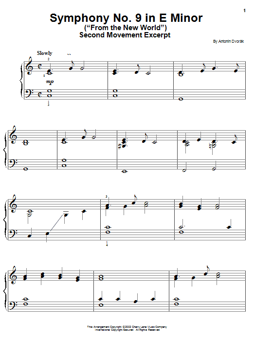 Preview Antonin Dvorak Symphony No. 9 In E Minor (From The New World), Second Movement Excerpt Classical sheet music, notes and chords for Guitar Tab, SKU: 82765 Download Antonin Dvorak Symphony No. 9 In E Minor (From The New World), Second Movement Excerpt sheet music and printable PDF score & Classical music notes
