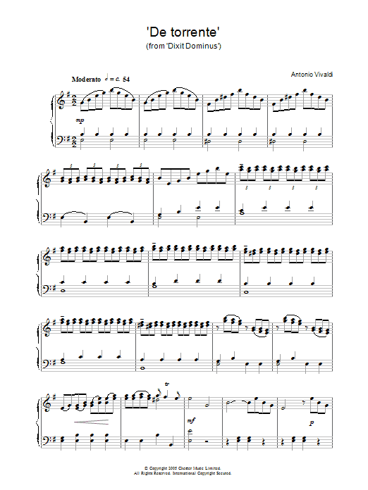 Download Antonio Vivaldi De Torrente (from Dixit Dominus) sheet music and printable PDF score & Classical music notes