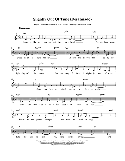 Preview Antonio Carlos Jobim Desafinado (Slightly Out Of Tune) Jazz sheet music, notes and chords for Flute, SKU: 108158 sheet music, piano notes, chords, guitar tabs, score, transpose, transcribe, how to play, guide, download, learn, tutorial, progression, song, artist, awards, billboard, mtv, vh1, tour, single, album, release