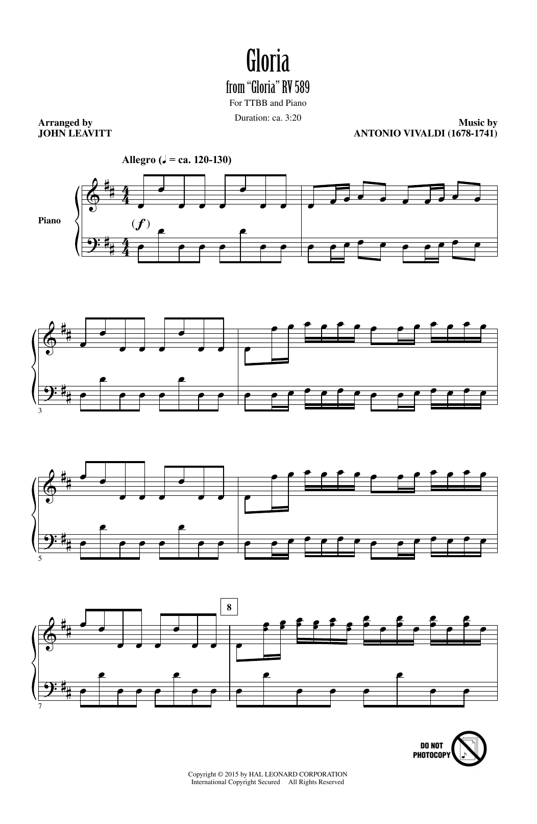 Preview Antonio Vivaldi Gloria In Excelsis (Arr. John Leavitt) Baroque sheet music, notes and chords for TTBB, SKU: 160509 sheet music, piano notes, chords, guitar tabs, score, transpose, transcribe, how to play, guide, download, learn, tutorial, progression, song, artist, awards, billboard, mtv, vh1, tour, single, album, release