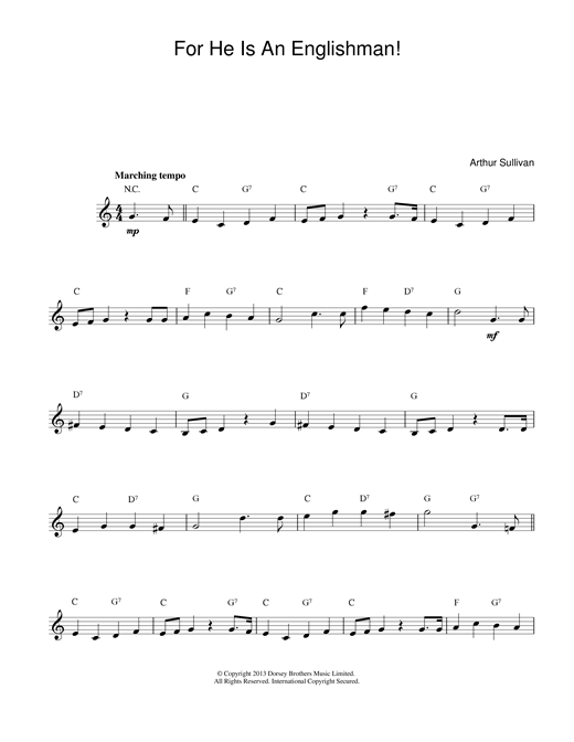 Download Arthur Seymour Sullivan For He Is An Englishman sheet music and printable PDF score & Classical music notes