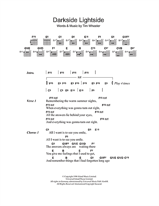 Preview Ash Darkside Lightside Pop sheet music, notes and chords for Piano, Vocal & Guitar (Right-Hand Melody), SKU: 15111 sheet music, piano notes, chords, guitar tabs, score, transpose, transcribe, how to play, guide, download, learn, tutorial, progression, song, artist, awards, billboard, mtv, vh1, tour, single, album, release